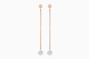 boucles d'oreilles diamants Miroir pendantes or rose