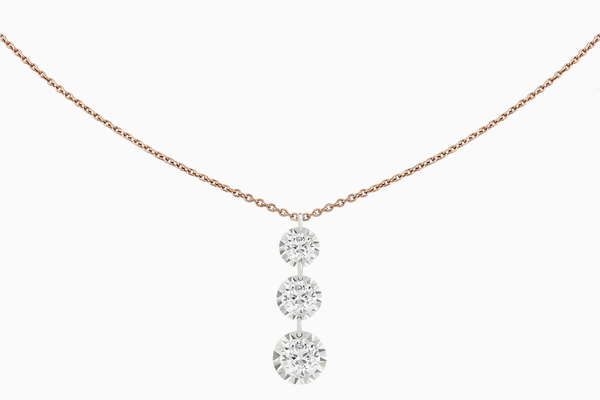 collier Miroir Trilogie, diamants et or rose