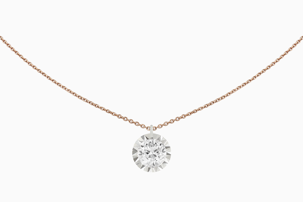 collier solitaire diamant Miroir Solo or rose