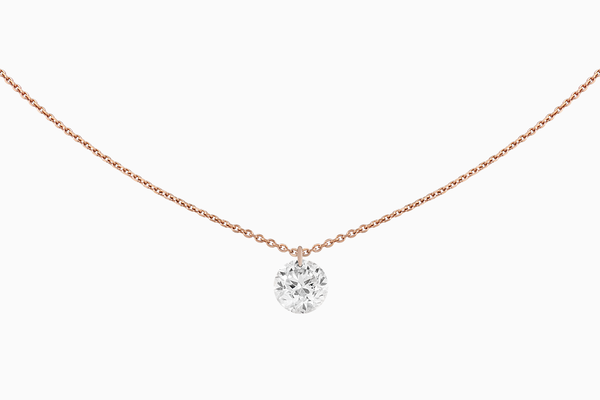 collier diamant solitaire Brio Solo or rose